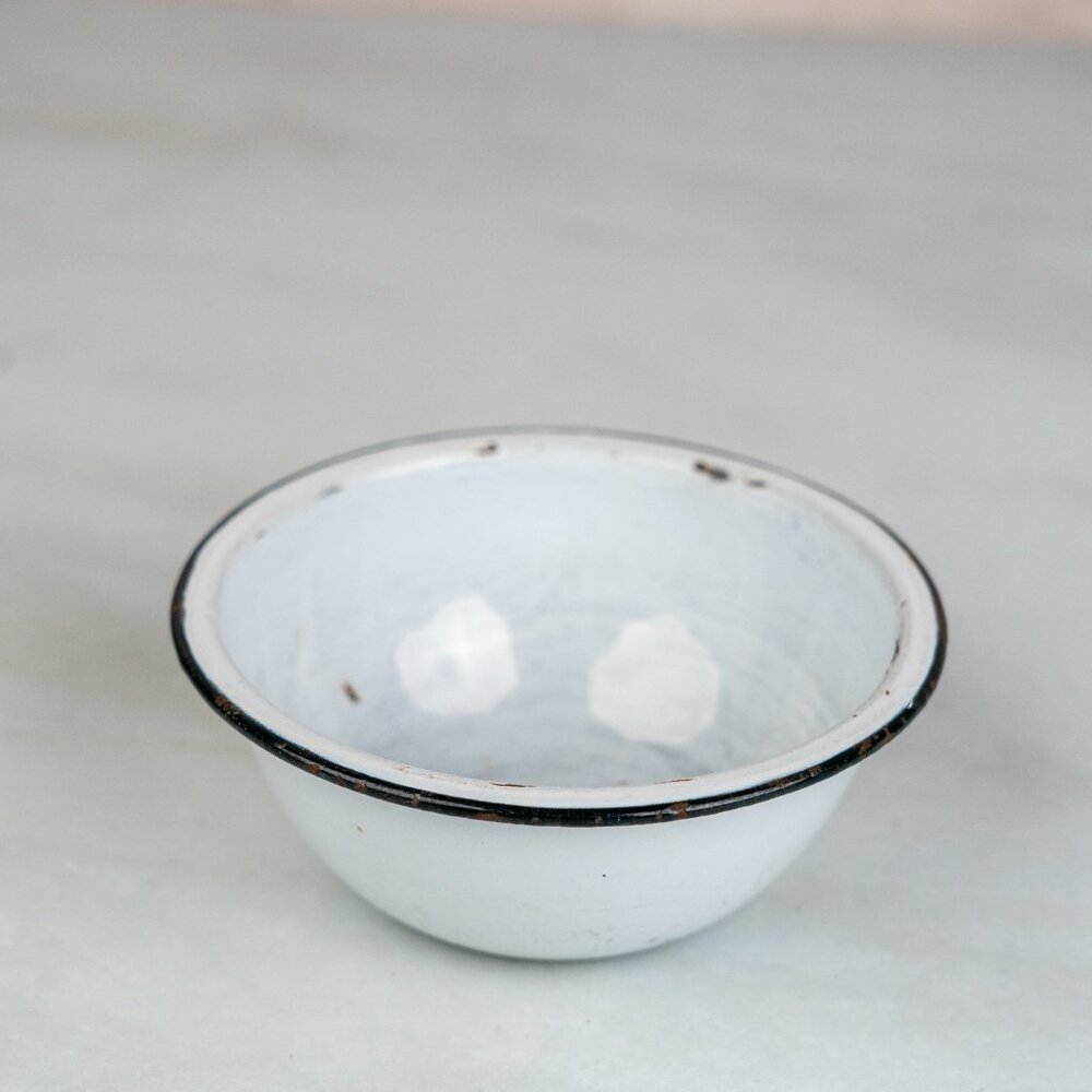 Small White Enameled Bowl